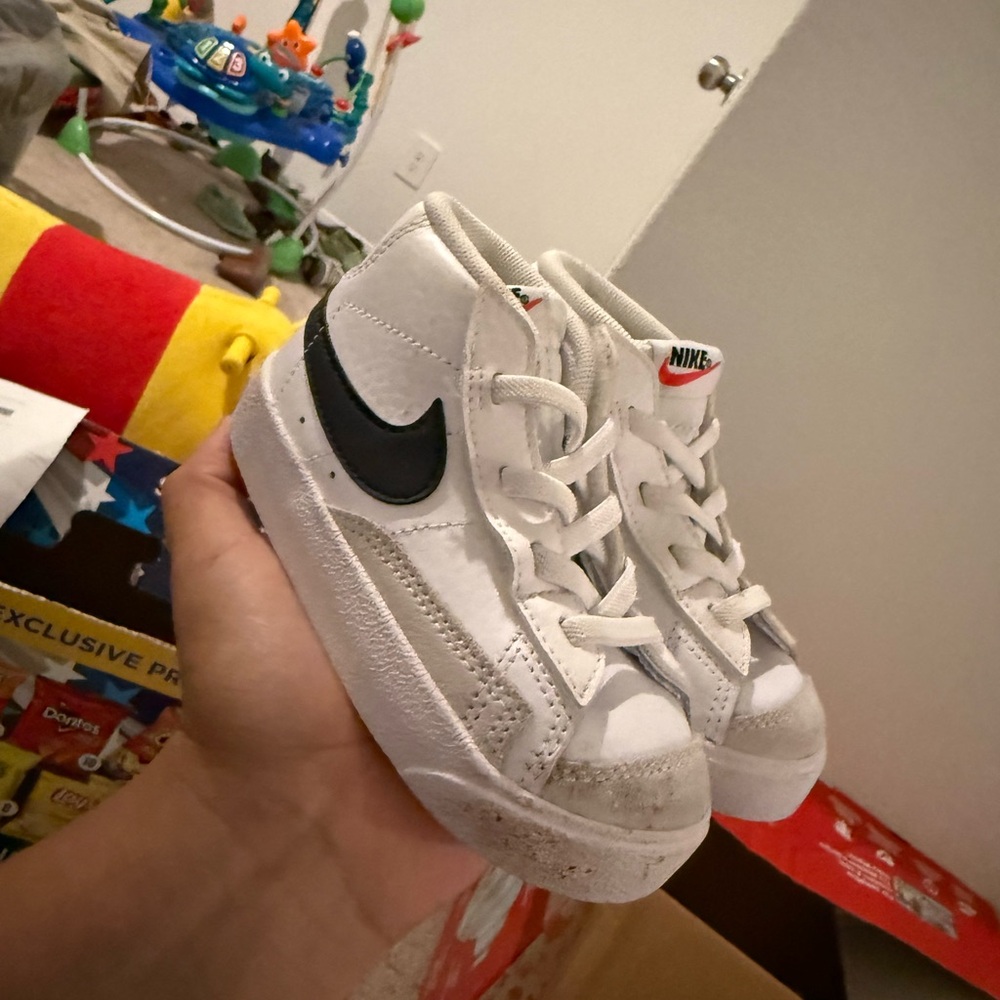Nike Kids White and Black High-Top Sneakers